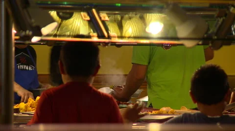 Buffet Eager Kids Stock Footage 41261486