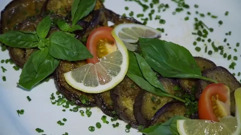 Buffet: eggplant lying on the plate 動画素材 79380117
