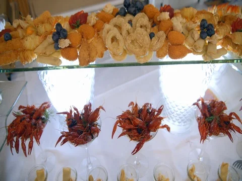 Buffet, fish and seafood, snacks Stock Footage 75562442