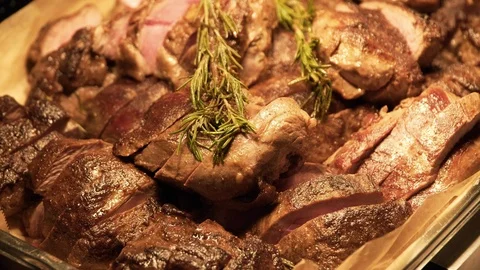 Buffet food is on the table Stock Footage 108167319