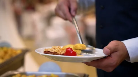 Buffet, food is on the table Stock Footage 163499580