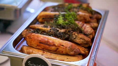 Buffet, food is on the table Stock Footage 163499721