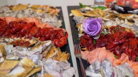 Buffet, food is on the table Stock Footage 163499768