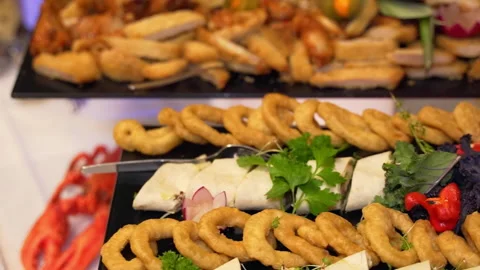 Buffet, food is on the table Stock Footage 163500004
