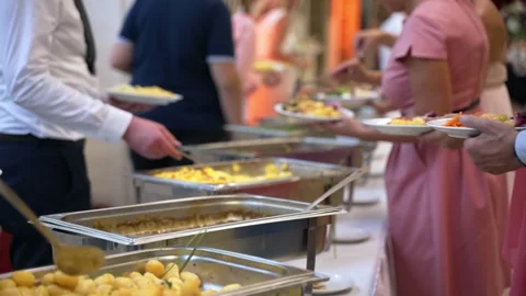 Buffet, food is on the table 스톡 동영상 163500257