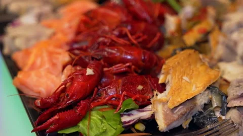 Buffet, food is on the table Stock Footage 163500416