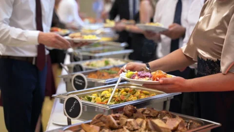 Buffet, food is on the table Stock Footage 163500453