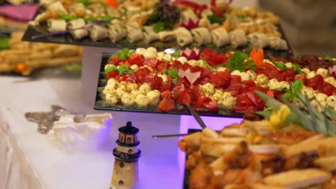 Buffet, food is on the table Vídeo Stock 163500619