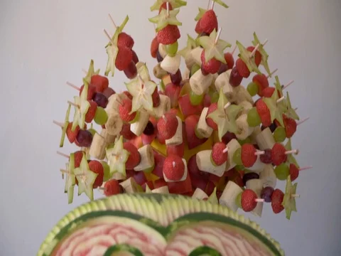 Buffet: fruit is beautiful on the table Stock Footage 78613268