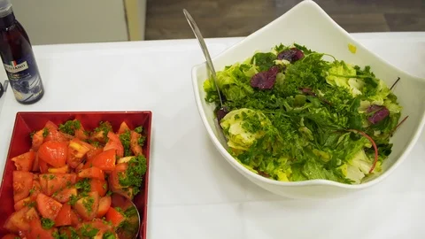 Buffet guests take food 4K Stock Footage 111330800