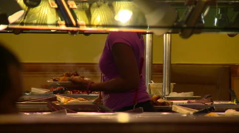 Buffet Kid using hands Stock Footage 41256812