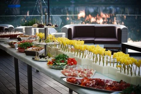 Buffet line of lunch and dinner.Buffet self-service food Foto stock