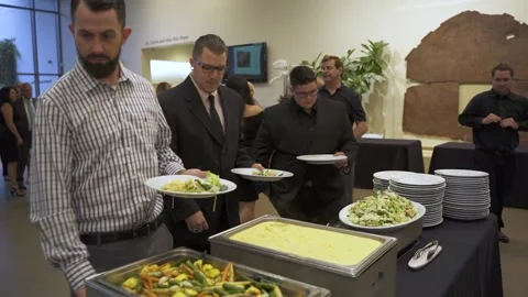 Buffet Line in a museum Stock Footage 151807656