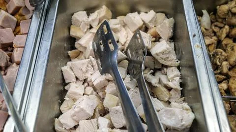 Buffet meat close-up. minced meat in squares Stock Photos