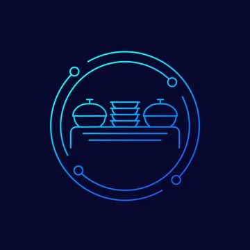 Buffet or catering icon, linear design Stock Illustration