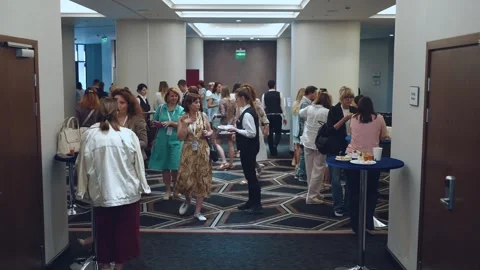 Buffet, people at the buffet, buffet at the conference Stock Footage 244997082
