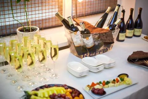 Buffet reception snacks 스톡 사진