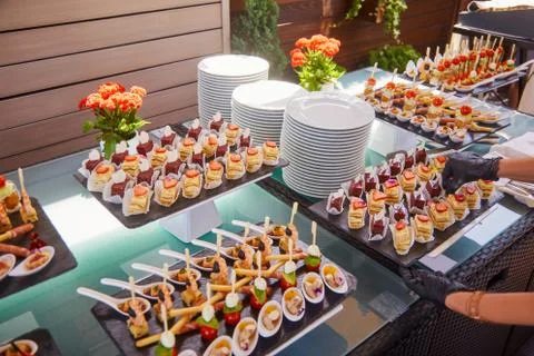 Buffet reception snacks Stock-Fotos