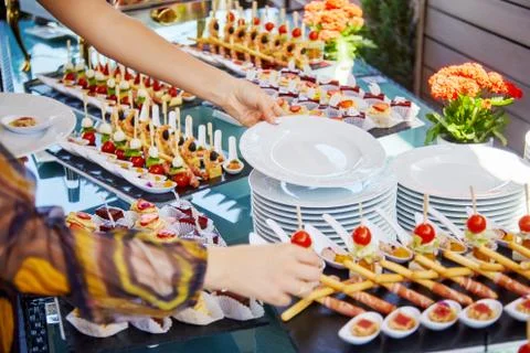 Buffet reception snacks Foto stock