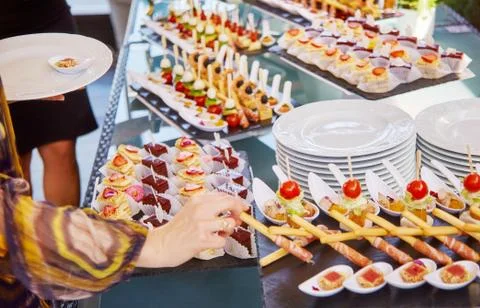 Buffet reception snacks 스톡 사진