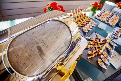 Buffet reception snacks 스톡 사진