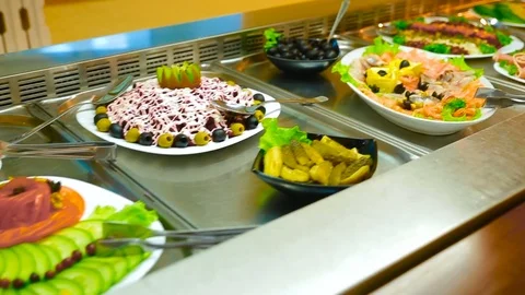 Buffet in the restaurant. Stock Footage 75563141
