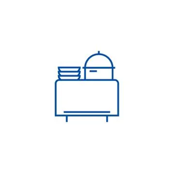 Buffet in restaurant line icon concept. Buffet in restaurant flat vector symbol Stock Illustration