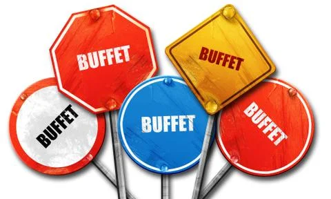 Buffet sign background, 3D rendering, rough street sign collecti Stock Illustration