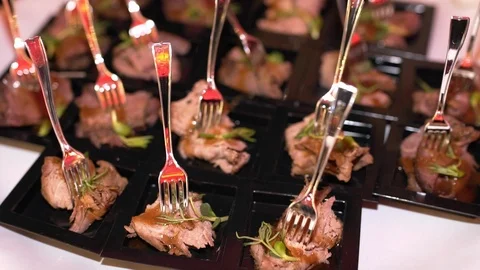 Buffet, snacks are on a tray Stock Footage 105010445