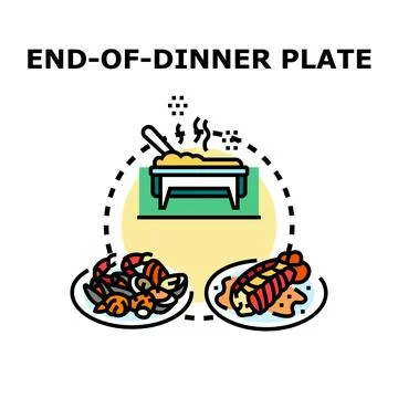 Buffet style serving food and warm seafood plates Stock Illustration