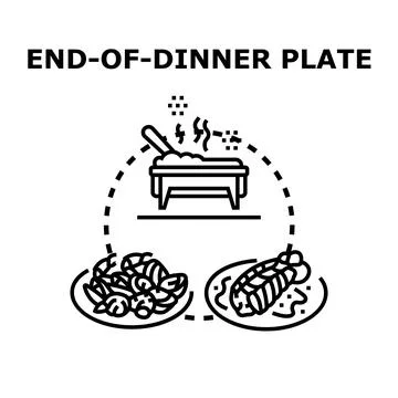 Buffet style serving food and warm seafood plates Stock Illustration