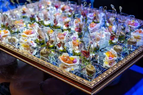 A buffet table with appetizers Stock Photos
