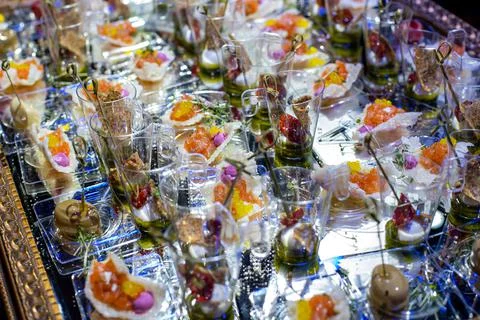 A buffet table with appetizers Stock Photos