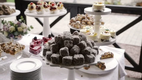 Buffet table with desserts Stock Footage 83001330