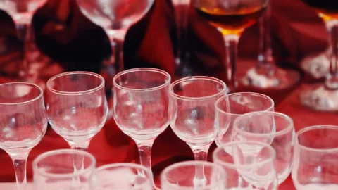 Buffet table with drinks Stock Footage 95635869