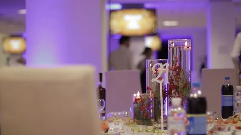 Buffet table with glasses of delicious red wine. Video stock 126266204