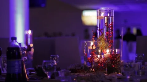 Buffet table with glasses of delicious red wine. Stock Footage 126266493