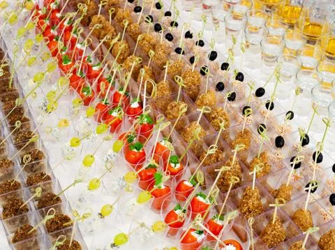 Buffet table many snacks Stock Photos