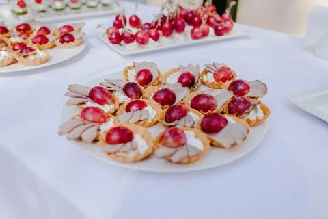 Buffet table with refreshments Stock Photos