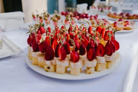 Buffet table with refreshments Foto stock