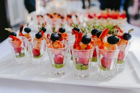 Buffet table with refreshments Foto stock