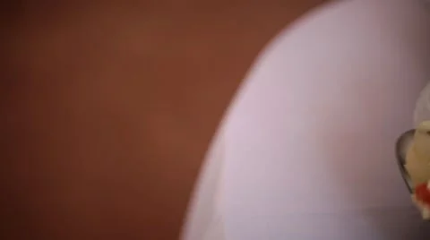 A buffet table with a snack and a drink. Stock Footage 65331831