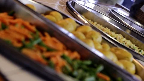 Buffet table on a tour boat. Stock Footage 77582365