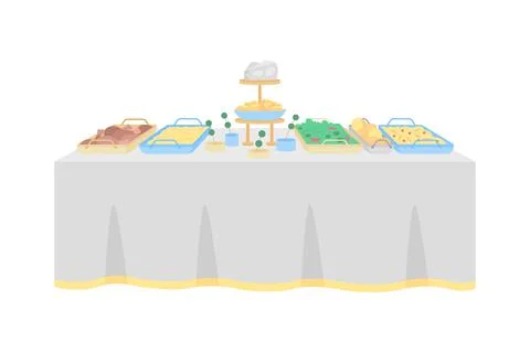 Buffet table for wedding reception flat color vector object イラスト素材