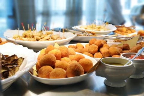 Buffet with various dishes Stock Photos