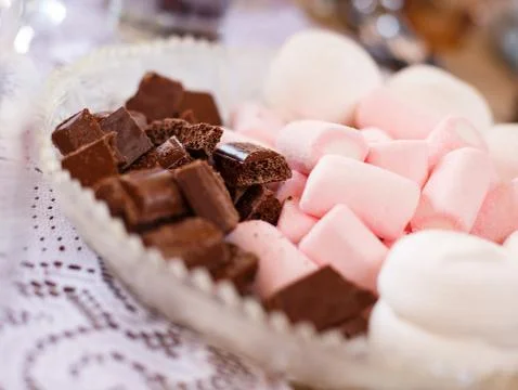 Buffet, wedding decorations, desserts Stock Photos