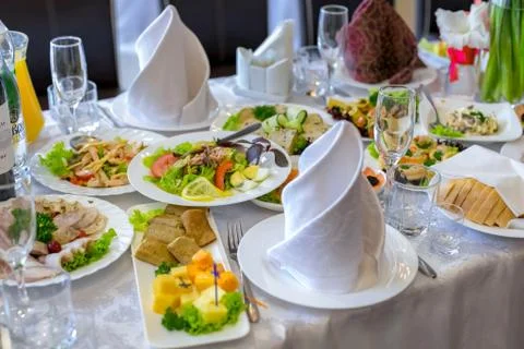 Buffets, appetizers, wedding table Stock Photos