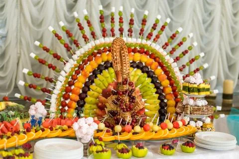 Buffets, appetizers, wedding table 库存照片