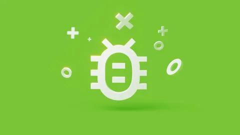 Bug 3d icon on a simple green background 4k Illustrazione stock
