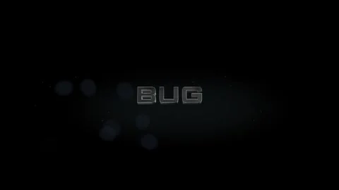 Bug 3D title metal text on black alpha channel background Stock Footage 256954490
